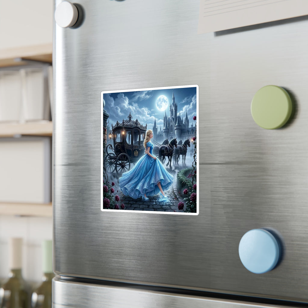 Fairy Tale Cinderella Vinyl Sticker — Moonlit Castle Kiss-Cut Decal
