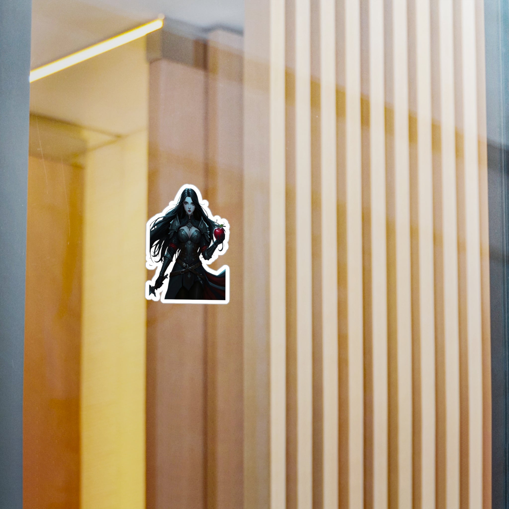 Snow White Warrior Kiss-Cut Vinyl Decal — Dark Fantasy Woman with Apple